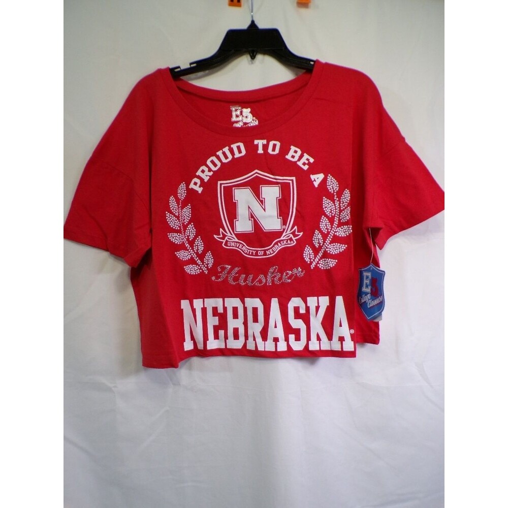 E5 College Classics Women's Nebraska Huskers Red Cropped T-Shirt L